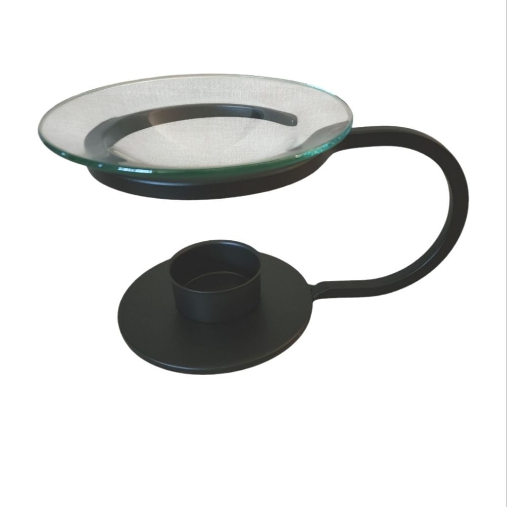At Home America The Melting Pot Scented Wax Melt Diffuser Glass/Black Metal NEW